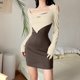 thumbnail image 5 of Vestido tubo de verano para mujer, minivestido plisado de un hombro para fiesta de cóctel, hasta la rodilla Adepaton BST3010188-3, 5 of 6