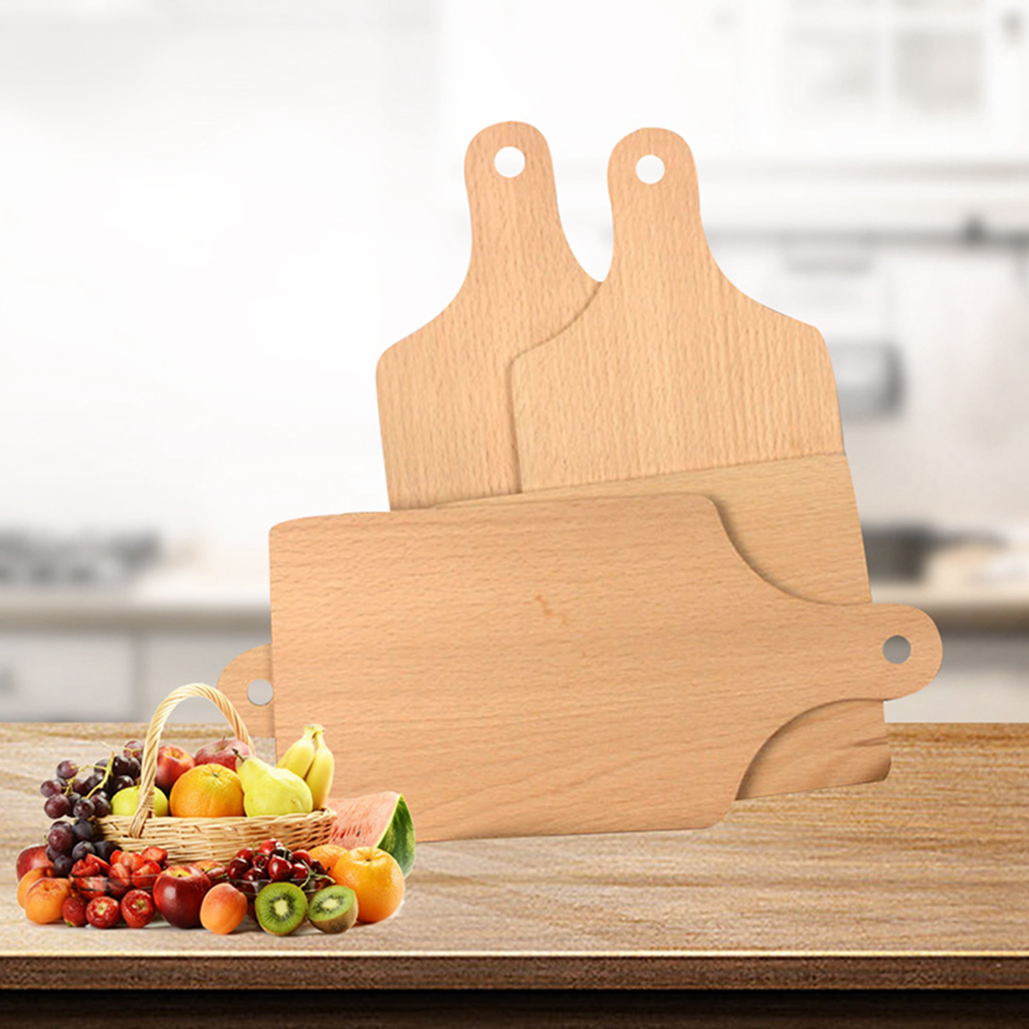 Solid Wood Cutting Board with Handle, Overturnable Smooth and Firm