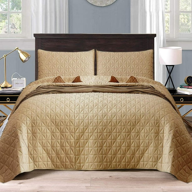 Exclusivo Mezcla 3Piece Queen Size Quilt Set with Pillow Shams, Grid