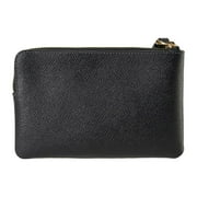 Coach Womens Small Corner Zip Crossgrain Leather Wristlet (Black)