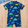 thumbnail image 4 of Odeerbi 6M-5Y Toddler Boys Girls One Piece Athletic Training Swimsuit Summer Beach Surfing Swimsuit Cute Dinosaur Beachwear Sunscreen Short Sleeve Rash Guard Swim Jumpsuit, 4 of 7