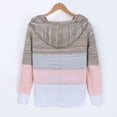 thumbnail image 5 of Kddylitq Summer Sweaters for Women Lightweight Open Knit Color Block V Neck Hooded Drawstring Long Sleeve Striped Summer Sweaters for Women 2023 Cardigan/pullover Y2k Hoodie Pink XL, 5 of 9