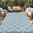 thumbnail image 2 of Blue Moroccan Outdoor Rug for Patio/Deck/Porch, Non-Slip Large Area Rug 6 x 9 Ft, Retro Country Geometric Quatrefoil Plaid Indoor Outdoor Rugs Washable Area Rugs, Reversible Camping Rug Carpet Runner, 2 of 8