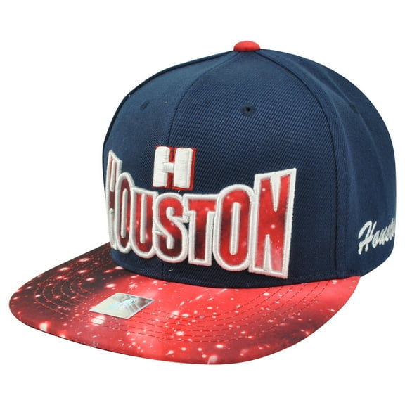 Houston H Town City Blue Galactic Sublimated Galaxy Flat Bill Snapback Hat Cap