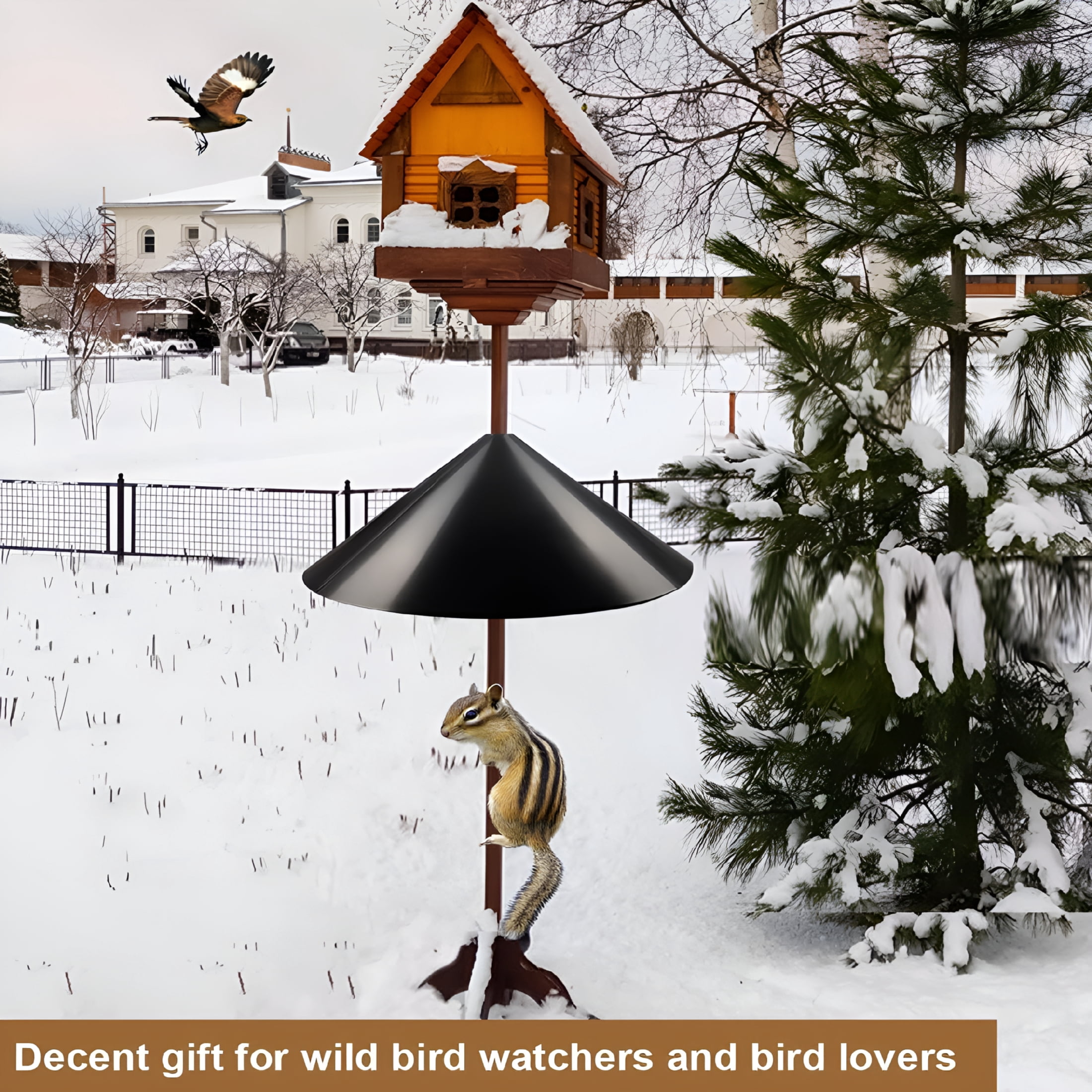 XIBUFE Squirrel Baffle for Bird Feeder Pole,Outside Pole Mount Bird House Guard for Outdoor Shepherd'S Hook,19 Inch Diameter,2 Packs