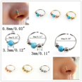 thumbnail image 2 of Anillo de nariz envuelto en turquesa, perno prisionero de hueso de oreja, nariz perforada, 2 piezas de oro, 2 of 3
