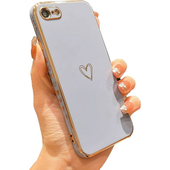 Compatible with iPhone SE 2022 Case/iPhone SE 3 Case 2022 / iPhone SE 2020 Case/iPhone 8 Case/iPhone 7 Case with Loving Heart Pattern Side Print Design for Women Girls(White)
