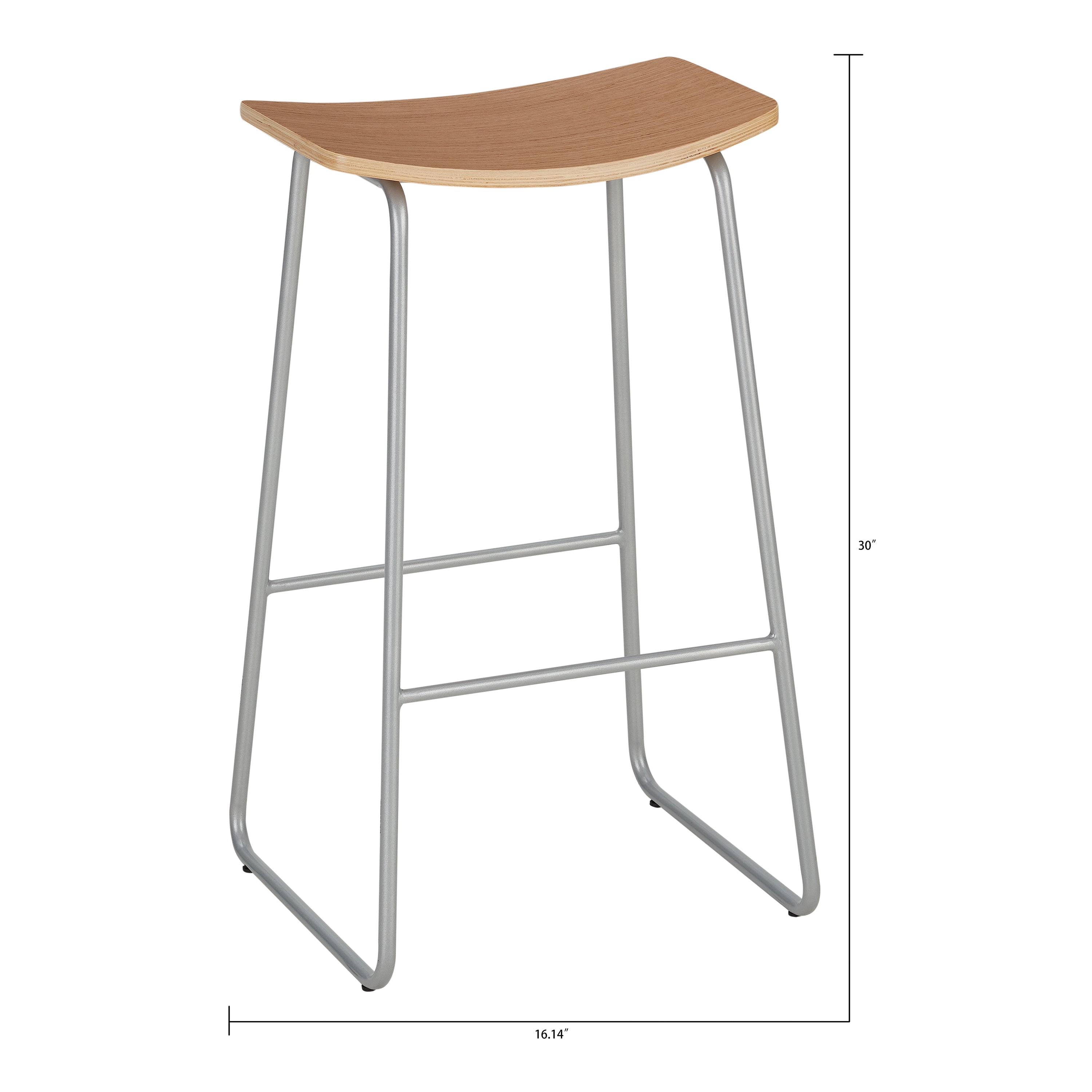 Mainstays Metal Frame Backless Bar Stools, Set of 2, Natural Wood