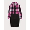 thumbnail image 4 of Mikrdoo 8 Years Kid Girls Outfits 8Y,9Y,10Y,11Y,12Y Big Girls Straps Dress Plaid Print Lapel Collar Cropped Coat 2Pcs Clothes Set Rose Red, 4 of 7