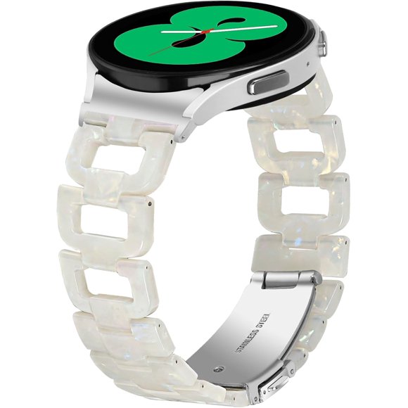 MYKOMI Resin Band Compatible with Samsung Galaxy Watch 6 5 4 Band 44mm 40mm/Watch 5 Pro Band 45mm/Galaxy Watch 6 Classic Band 43mm 47mm,Seamless Quick Release headband Strap for women men