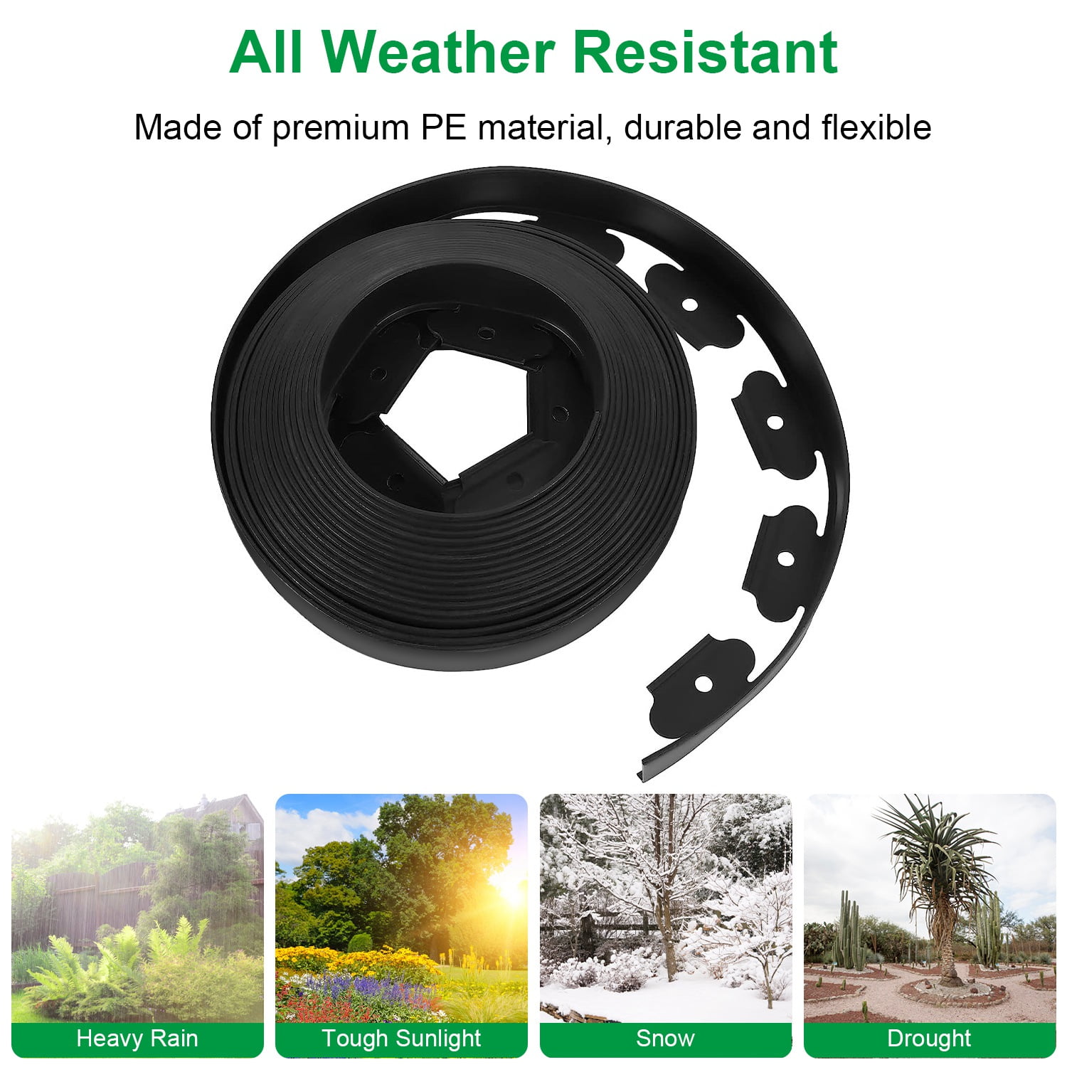 Zorpupoa 33ft Garden Border, 2in Tall No-Dig Plastic Garden Edging with 30 Stakes for Garden Lawn Landscape, Black