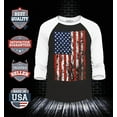 thumbnail image 2 of Shop4Ever Men's United States of America Flag Vintage USA Raglan Baseball Shirt Large Black/White, 2 of 4