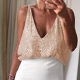 thumbnail image 4 of Top corto para mujer con lentejuelas brillantes Top corto para mujer Top holgado con cuello en V a la moda FLhrweasw Nuevo, 4 of 7