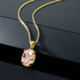 thumbnail image 4 of Gem Stone King 18K Yellow Gold Plated Silver Peach Nano Morganite Pendant Necklace for Women (3.88 Cttw, Oval 11X9MM, Gemstone October Birthstone, with 18 inch Silver Chain), 4 of 4