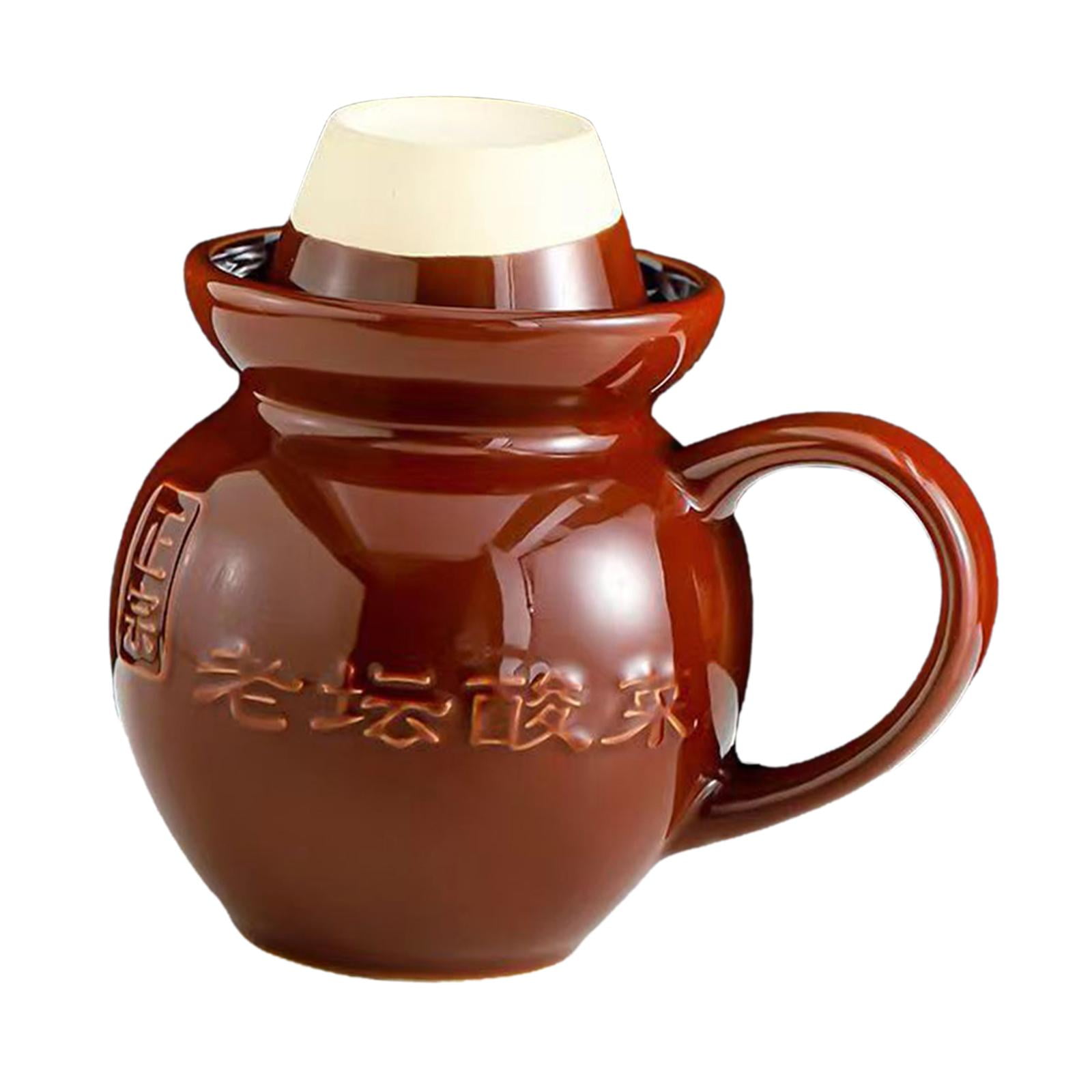 Coffee Mugs Ceramic Jar Ginger Jar Tea Canister Novelty Spice Jars Traditional Multipurpose with Handle And Lid 450ml Espresso Mugs Cup