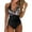 Black, variant on Women's One Piece Bikini Swimsuit Print Patchwork Backless Halter Tie with Removable Bra Pads No Underwire for Beach Vacation,Black,L