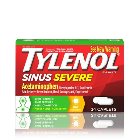 Tylenol Sinus Severe Non-Drowsy Day Cold & Flu Relief Caplets, 24