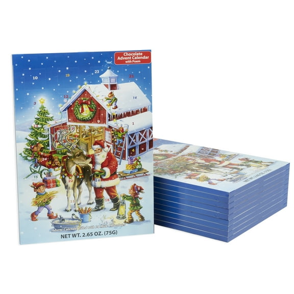 Ready Reindeer Chocolate Advent Calendars 10-Pack with Twas the Night Before Christmas