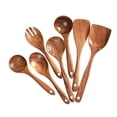 thumbnail image 1 of Rongfmy Japanese Wooden Kitchen Utensils Set Nonstick Long Handle Cookware 7pcs, 1 of 9