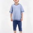 thumbnail image 2 of Ensemble Blouse et Pantalon en Coton Polyester à Manches Courtes et Col Rond pour Garçons et Filles, Tissu Doux et Respirant, Tenue Décontractée pour la Maison, Taille 2-16 Ans, 2 of 9