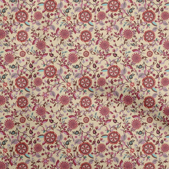 oneOone Viscose Jersey Peach Fabric Asian Suzani Dress Material Fabric Print Fabric By The Yard 60 Inch Wide