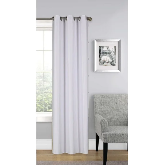 Gorgeous Home Linen (#32) Hotel Quality Silver Grommet Top, Faux Silk Blackout Window Curtain 95" L White Off 1-Panel