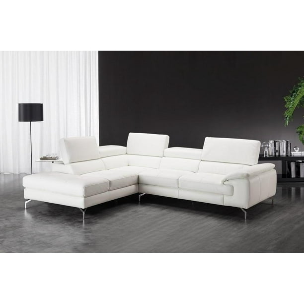 Modern White Premium Italian Leather Sectional Sofa Left Hand Chaise J M Nila Com Modern White Premium Italian Leather, Italian Leather Sectional Sofa