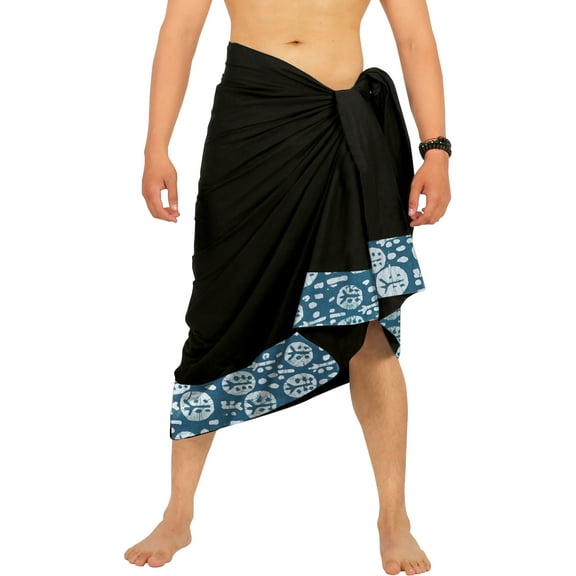 LA LEELA Men's Pareo Regular Swimsuits Sarong Long Swim Beach Wrap One Size Carbon, Geometric Summer Vacation Party