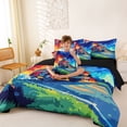 thumbnail image 3 of Castle Fairy Cartoon Fire Truck Twin Bedding Sets 7-Piece for Toddlers, Night Flame Print Bedding Comforter Set for Bedroom, Red Blue,Black Reversible, 3 of 7