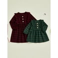 thumbnail image 3 of Miaouyo 0-3T Toddler Baby Girls Plaid Spring Autumn Dress Long Sleeve Round Neck Button Up A-line Dress, 3 of 9