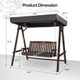 thumbnail image 2 of Ktaxon 2-Seater Wooden Patio Swing with Canopy & Cushion, Outdoor Porch Swing Chair with Solid Fir Wood Frame for Backyard Garden, Black, 2 of 7