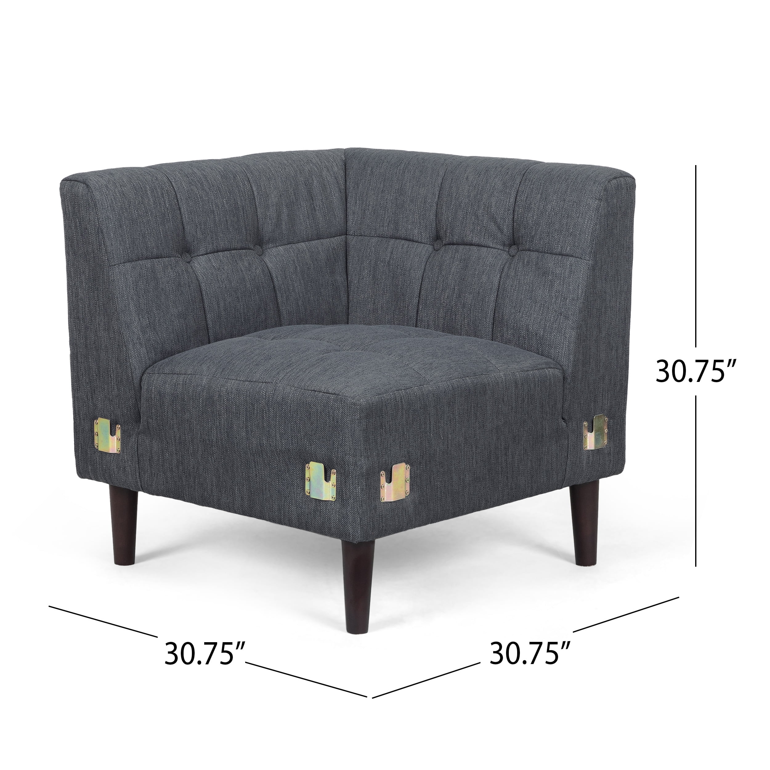 Noble House Rossburg Mid Century Modern Sectional Sofa, Charcoal Fabric
