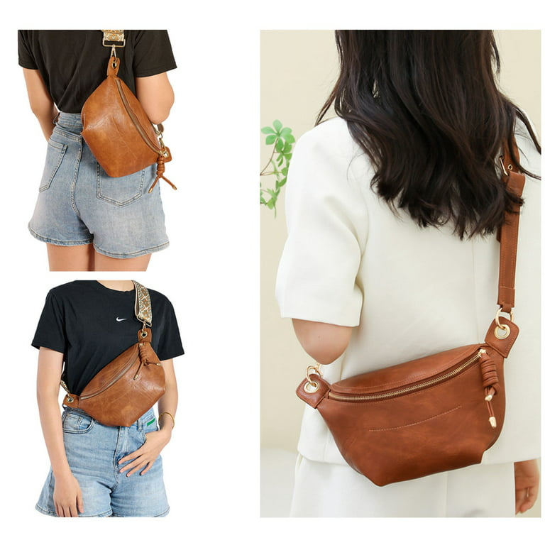 Brown Leather belt bag with shoulder strap