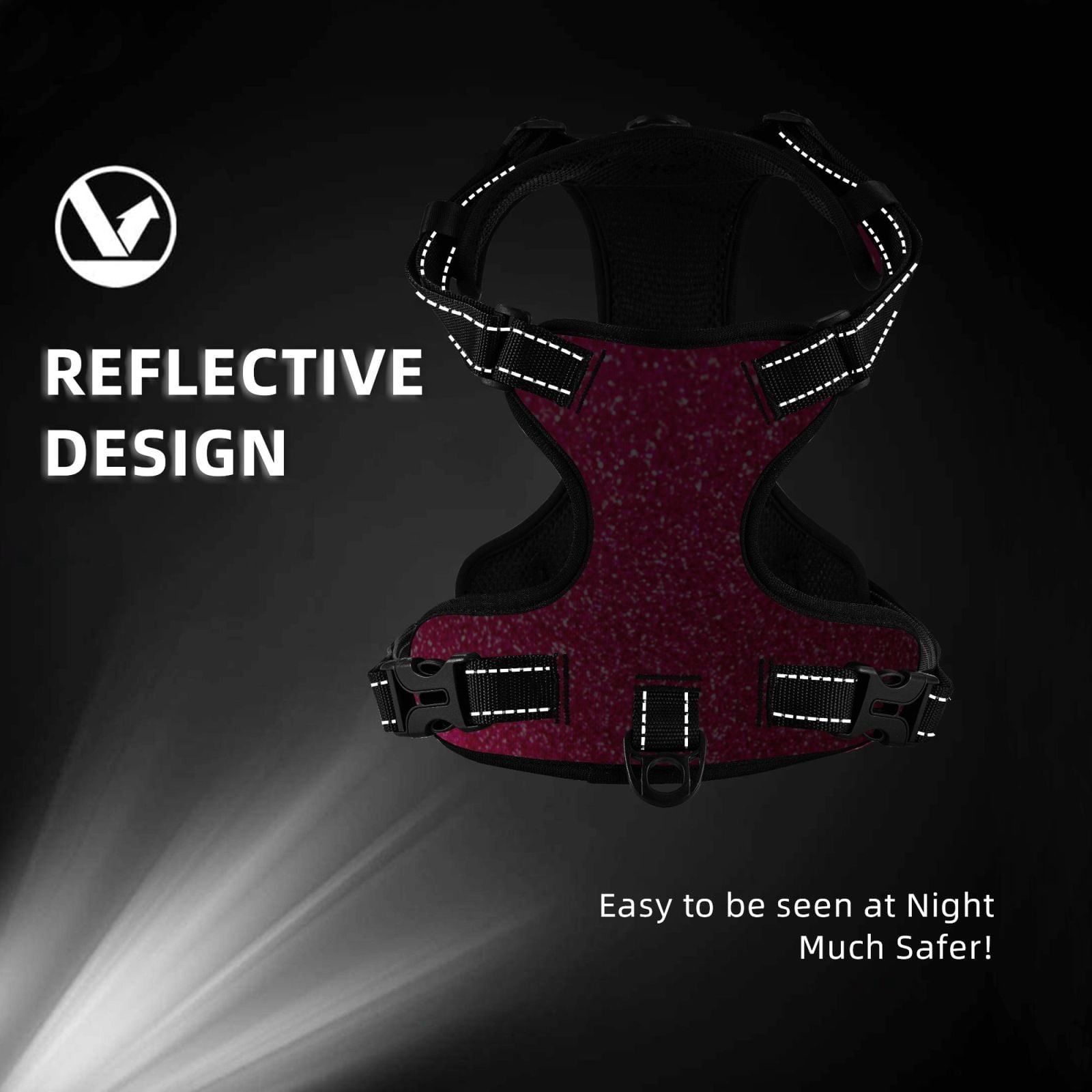 Vsdgher Rose Red Glitter Dog Harness, No-Pull Pet Harness, Dog Vest, Pet Vest for Small to Large Dogs-X-Large