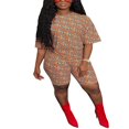 thumbnail image 1 of Ensemble de Shorts pour Femmes Manches Courtes Imprimé + Shorts Taille Élastique, 1 of 4