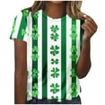 thumbnail image 2 of Uootdi St Patricks Day Shirt Women Crewneck Pullover Tees Funny Clover Print Short Sleeve Tops Lucky Irish Shamrock T Shirts Gift, 2 of 7