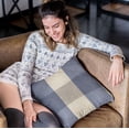 thumbnail image 2 of Plutus Brands Blue Plutus Squares Plaid Luxury Throw Pillow 20 in x 20in, Double Sided 20" x 20", 2 of 9