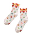thumbnail image 1 of Printed Fun Colorful Festive Crew Knee Cozy Socks Women Fancy Christmas Holiday Design Soft, 1 of 3