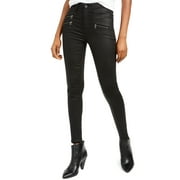 Kendall + Kylie Womne's Coated Zipper-Pocket Skinny Jeans Black Size 25