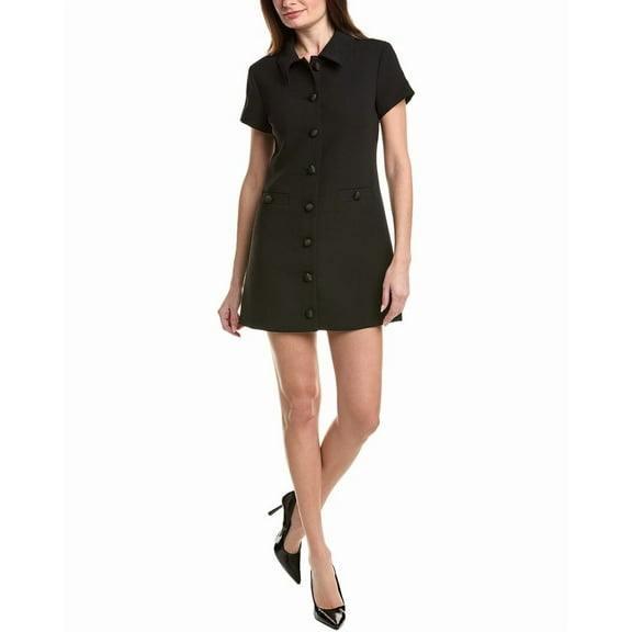 English Factory womens  Velvet Button Collar Mini Dress, s, Black