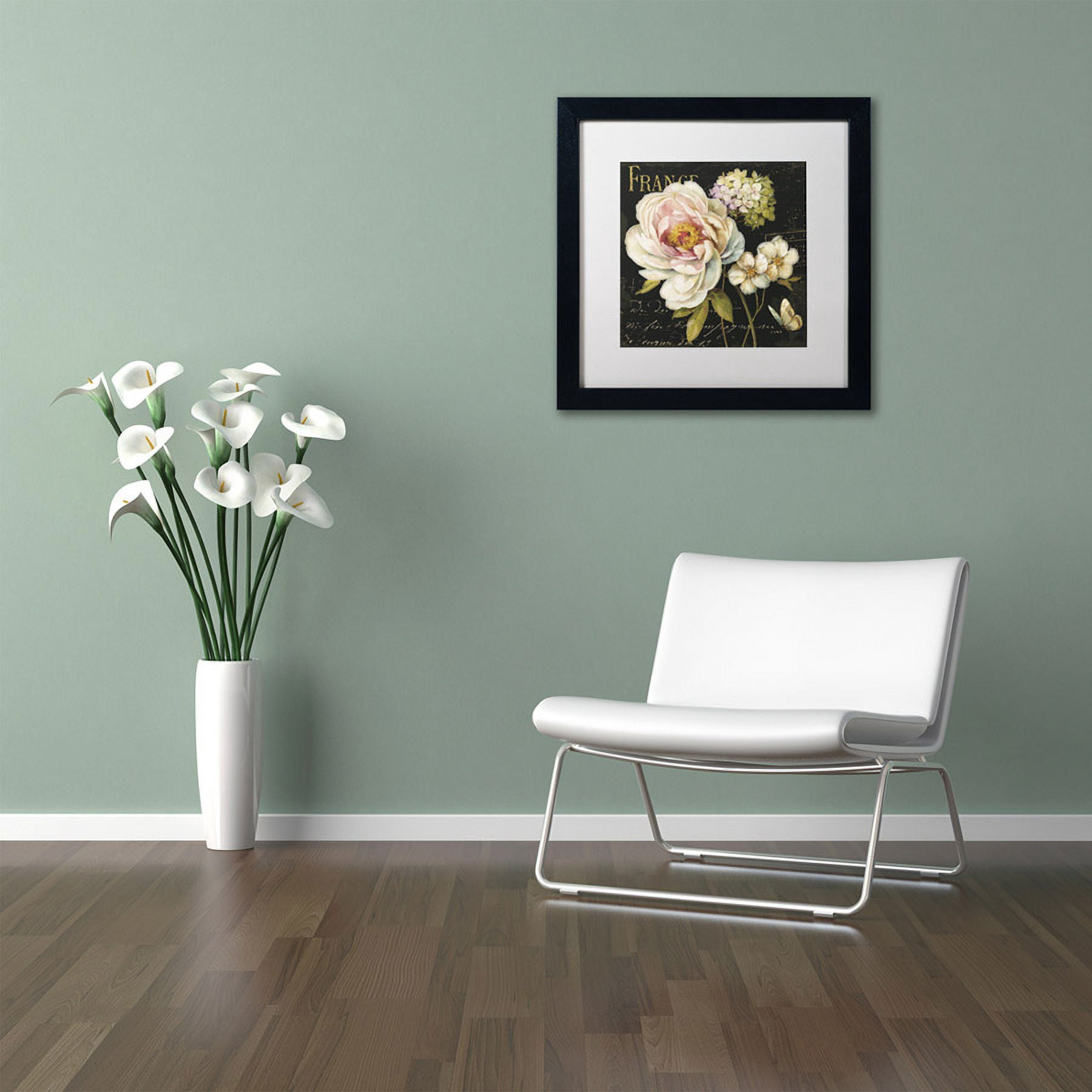Trademark Fine Art "Marche de Fleurs on Black" Canvas Art by Lisa Audit, White Matte, Black Frame