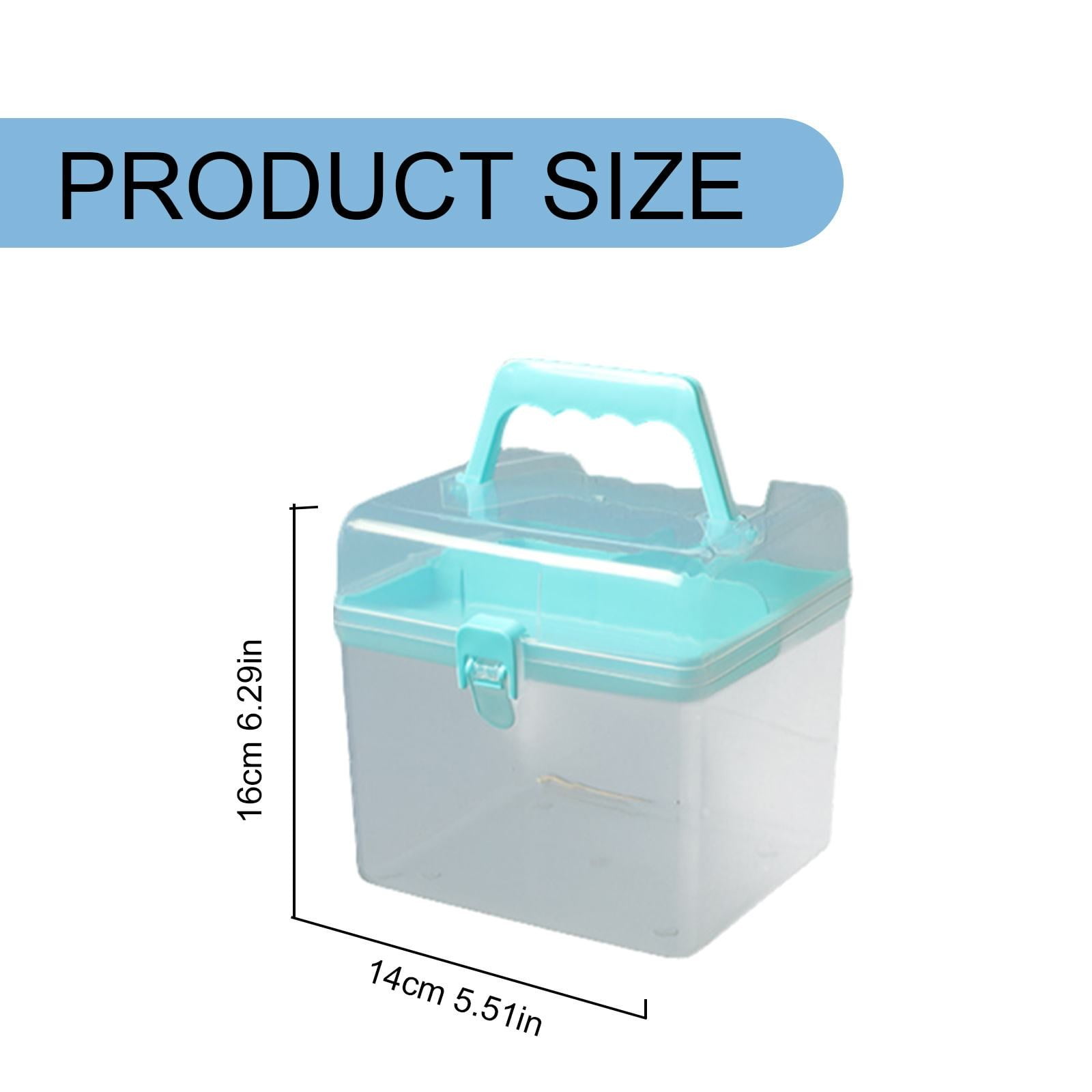 Plastic Craft Storage Containers with Removable Tray, Clear Plastic Storage Box with Lid & Handle, Easy Carry & Stack Small Storage Container, 1 Pcs, 6.29x5.51"