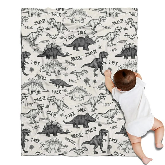 Dinosaurs Jurassic Text Pattern Blanket,Comfortable Soft Flannel Throw Blanket,All Season,Warm Lightweight Blankets for Sofa Bed Couch Living Room Chair,30"x40"