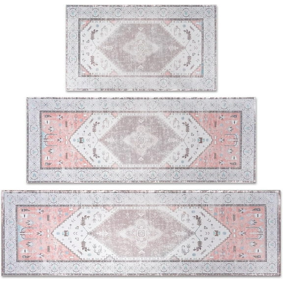 Boho Kitchen Rug Sets 3 Piece with Runner Non Slip Kitchen Rugs and Mats Washable Kitchen Mats for Floor Thick Kitchen Floor Mat Carpet Runner Rugs