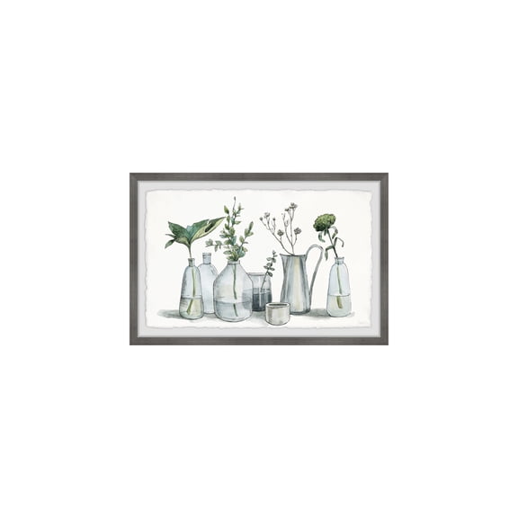 HomeStock Seaside Style Plants in Glass Framed Painting Print, 24" x 36", Contemporary Wall Decor: Abstract, Digital Art Prints, and Modern Styles for Your Home
