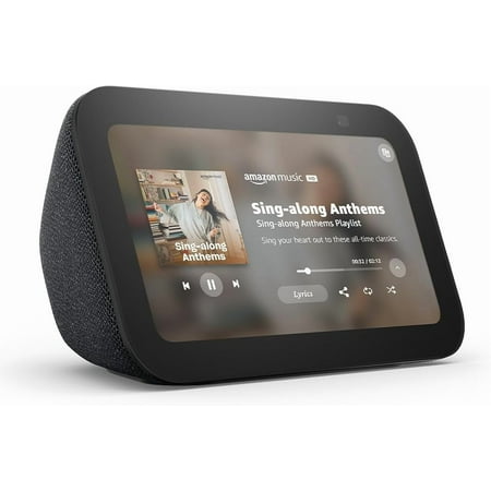 Echo Show 5 (newest model), Smart display with Alexa+ Early Access, 2x the bass and clearer sound, Charcoal