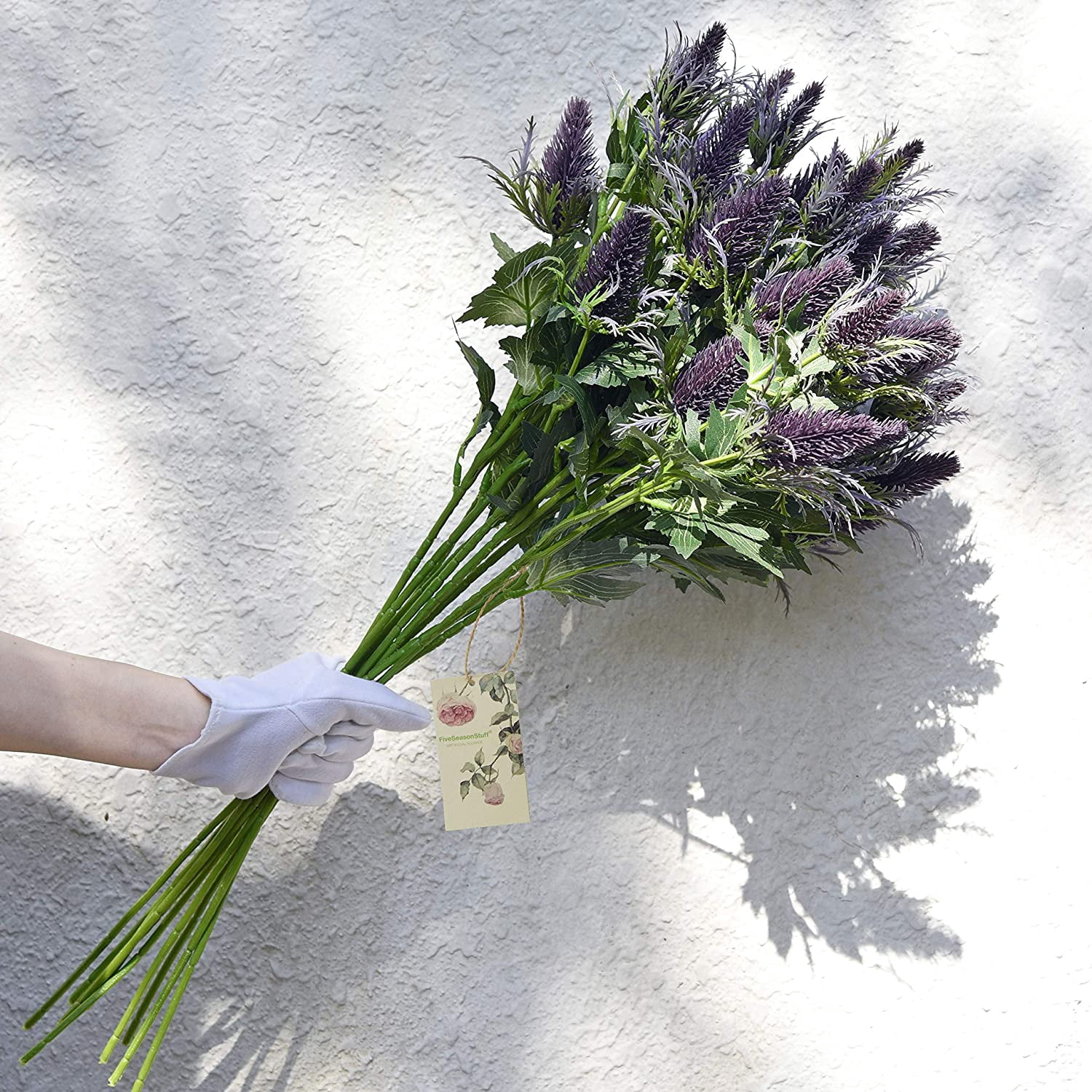 Viworld Real Size Artificial Thistle Flowers Real Touch 8 Stems Rustic Purple and Green Thistle Decor Spray Eryngium | Sea Holly for Wedding Bouquet Centerpiece 26 inches