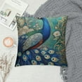 thumbnail image 2 of Nawypu Teal Peacock Throw Pillow Covers, Watercolor Blue Teal Vintage Turquoise Peacock Gifts Microfiber Fabric Decoration Pillowcases Home Sofa Couch Bed Decor Square, 2 of 5