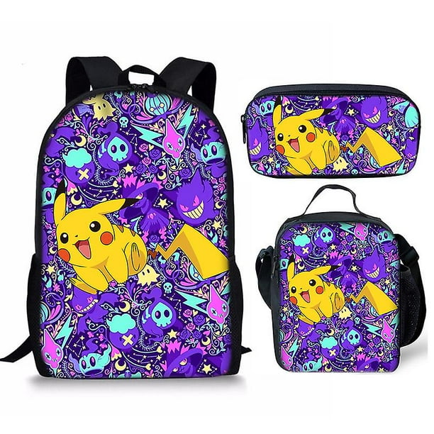 Mochila escolar con estampado de Pokémon de Anime a la moda, mochila para niños, bolso para bolígrafo o conjunto de tres piezas