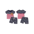 thumbnail image 2 of Suealasg Little Boys 4th of July Outfits Round Neck Short Sleeve Striped Tops + Elastic Waist Star Print Shorts 2Pcs Toddler Baby Boys Summer Independence Day Clothes Set, 2 of 9